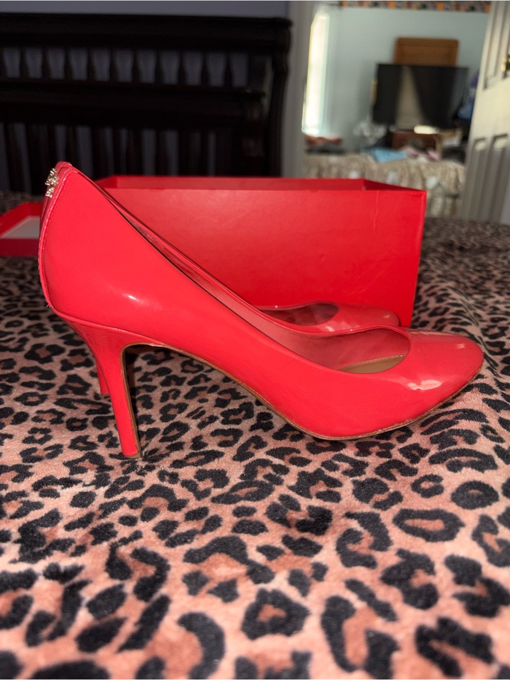 Women's Red Coach Patent High Heel Pumps